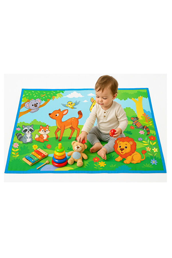 SafeMom 90x145 Bebek, Çocuk, Oyun Matı, Çocuk Halısı - Zoo
