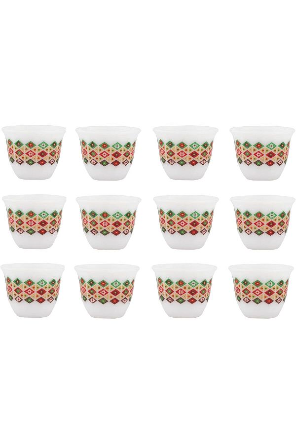 ALSAIF-Java Cup Set 2 With Dark Pattern Inspired By Al-badia Design, 12 Pieces By Al-saif, Large Size, Porc 1