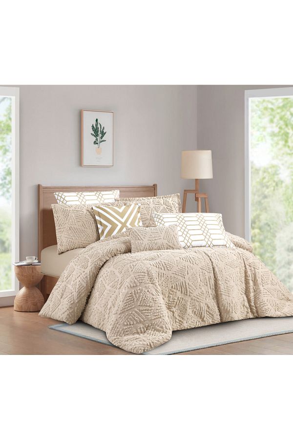 Levore-Livori comforter set, made of durable and soft fabric, with a modern and distinctive pattern that satisfies all tastes, 8 pieces, king size 1