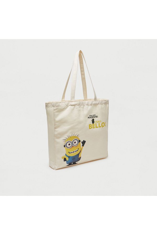 SP Characters-Minion Print Shopper Bag with Double Handle 1