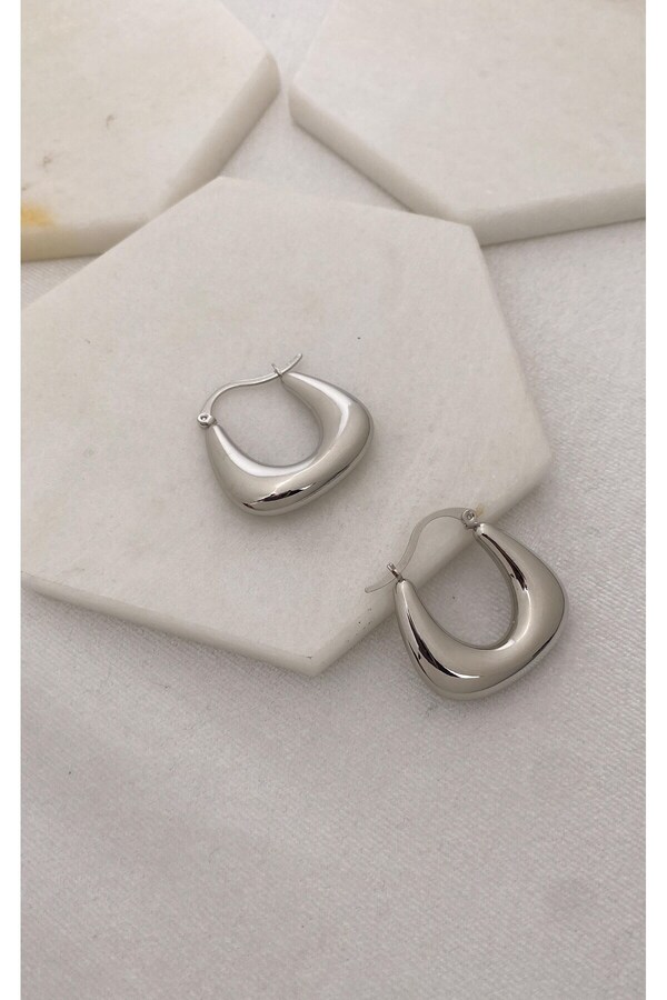 Sacha Accessories-Geometric Silver Hoop Earrings 1