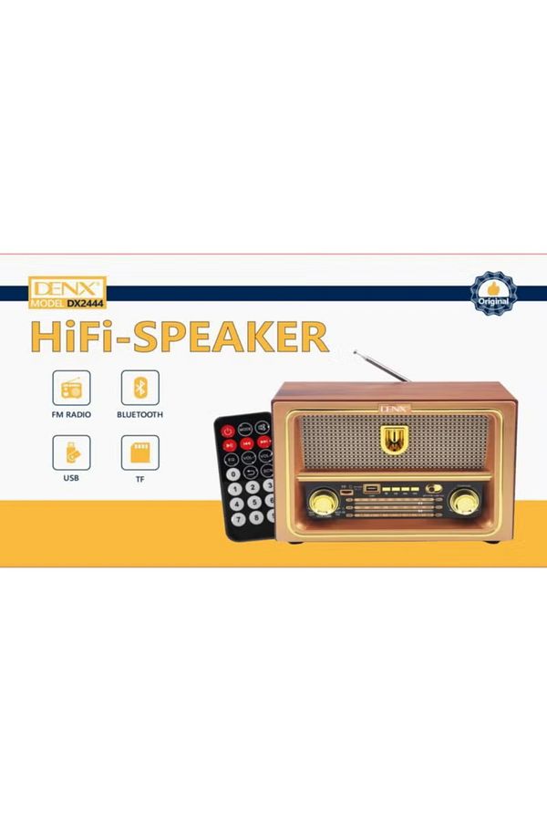 Denx-راديو HI-FI قابل لإعادة الشحن مع ريموت تحكم عن بعد، بطارية ذات سعة كبيرة، محمول ، راديو FM بنمط قديم 1