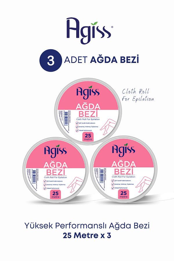 AGISS-Waxing Application Cloth for All Skin 25 Meters Waxing Tape in Roll Form 3 Pieces 1