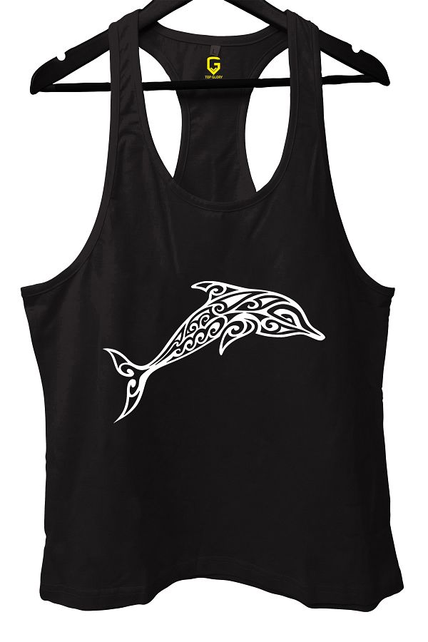 TOP GLORY-Dolp. Black Gym Fitness Tank Top Athlete's Tank Top 1