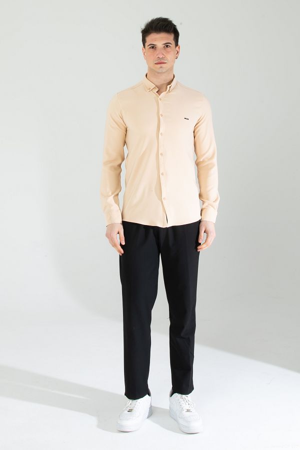 Artı1-Slim Fit Long Sleeve Easy-Iron Sweat-Absorbing Breathable Texture Four Seasons Men's Shirt 1