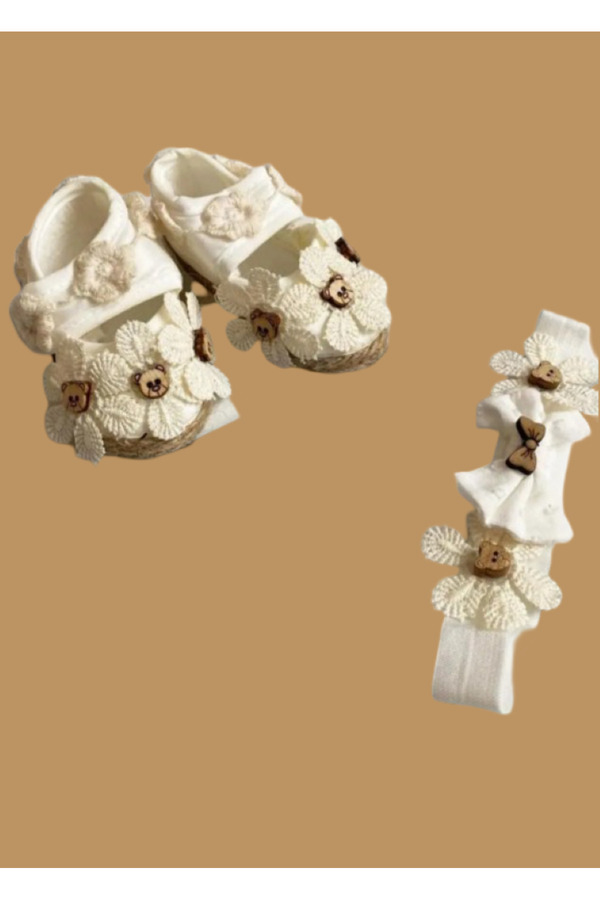 BUUFUU Kız Bebek Fiyonklu Yenidoğan Bandanalı Patik Seti