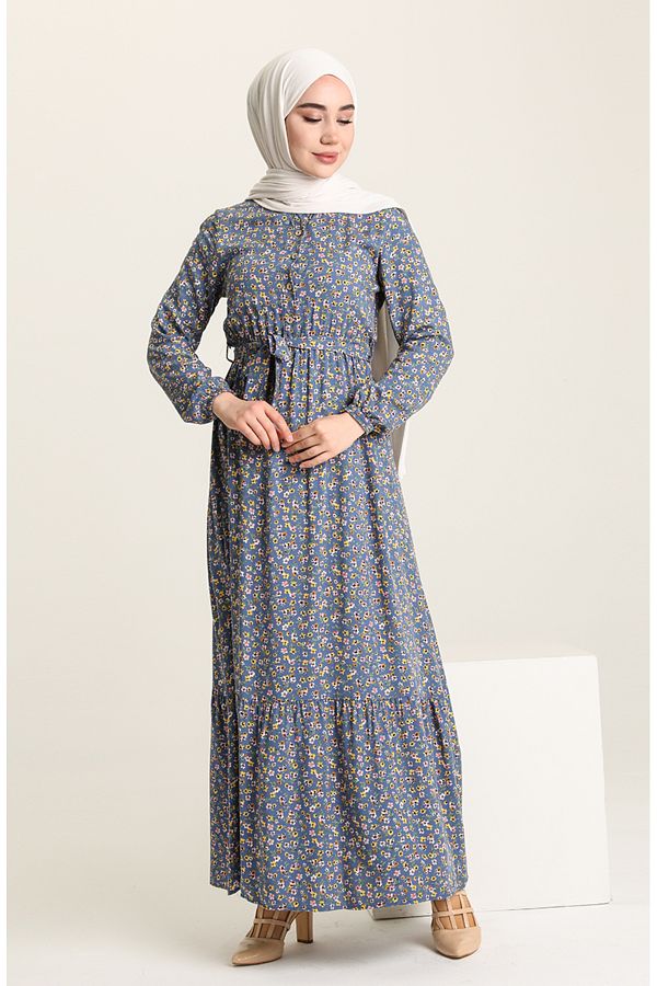 sefamerve-Φόρεμα Indigo Floral Print - 4066-05 1