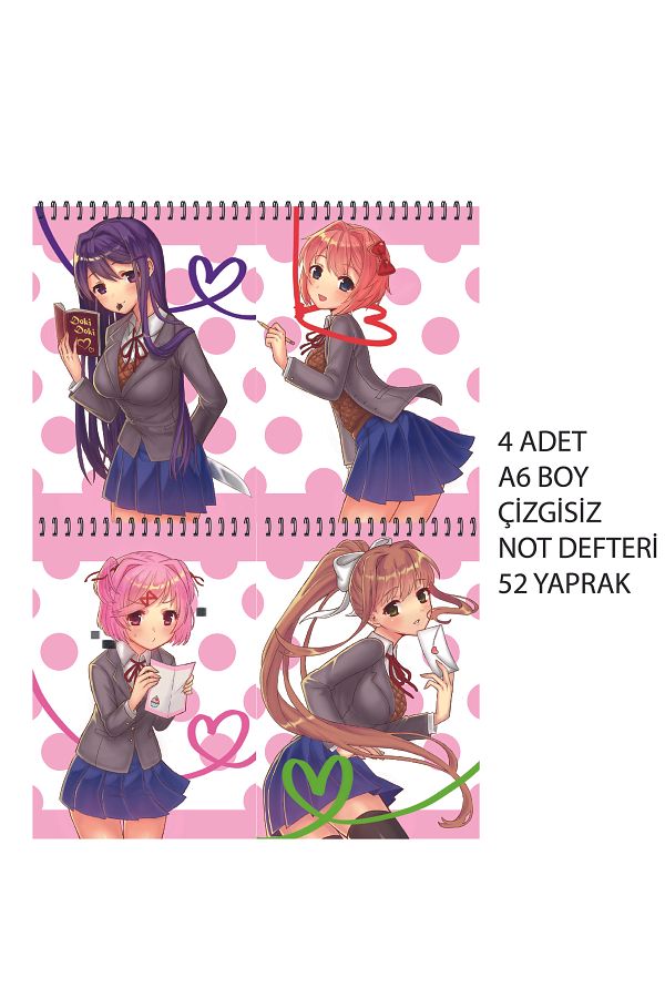nihonwosekai-Doki Doki Anime A6 Size Notebook Set Unlined 52 Sheets 1