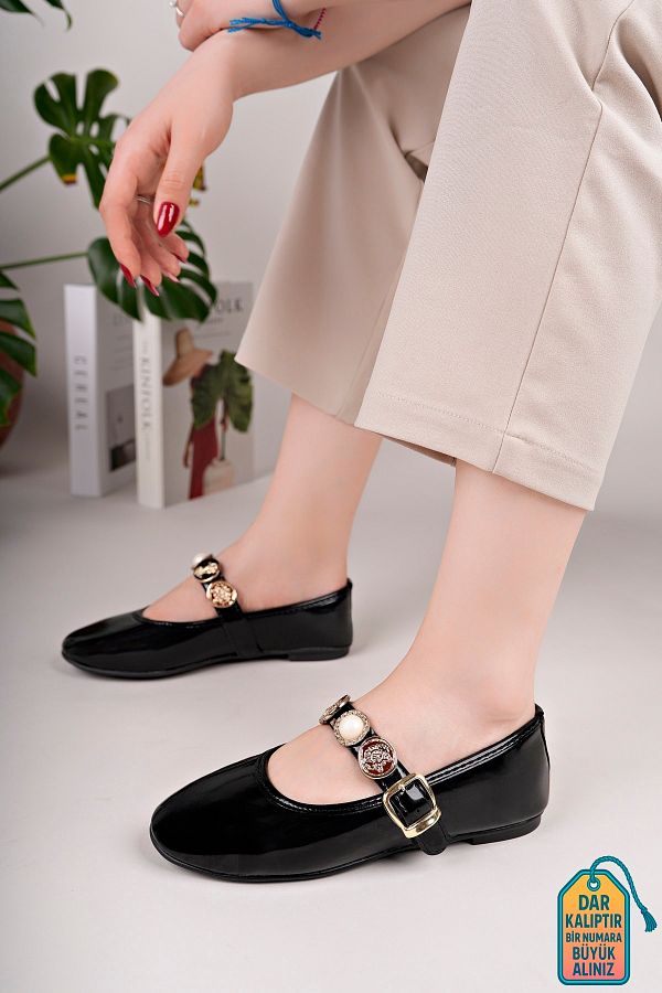 MODAPAPUÇ-Krakow Accessory Detail Flat Sole Women's Ballerinas 1