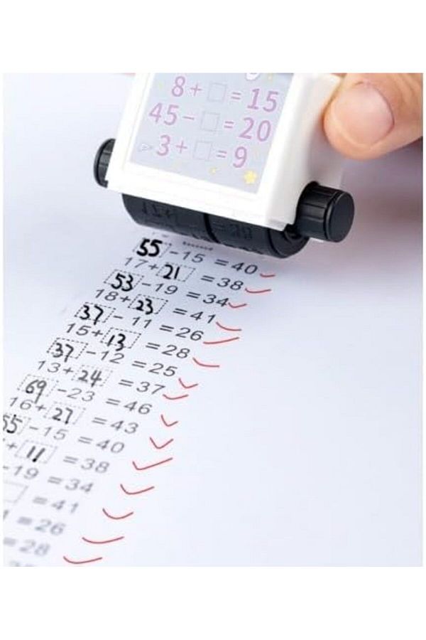 LUXE-Addition Subtraction Roller, Preschool Addition Subtraction Math Stamp with Refillable Ink 1