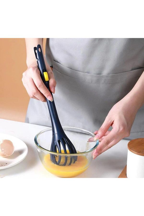 Mu Art Ahşap-Mrt 2 in 1 Magic Whisk and Pasta Tongs Practical Egg Sauce Cream Mixer a 1
