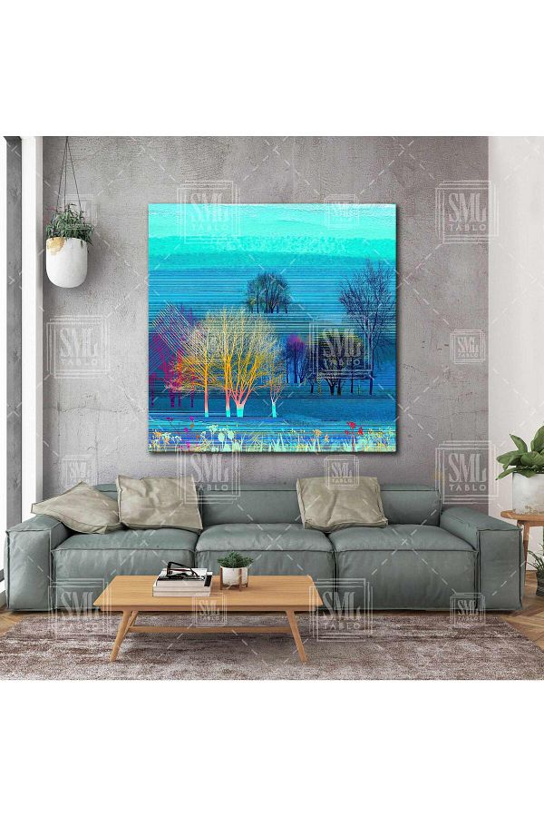 SML TABLO-Toamnă Frunze Versate Rengerank Trees Pătrat Canvas Print 1