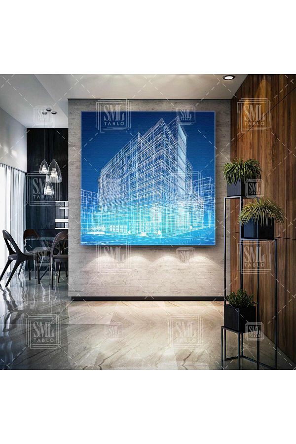 SML TABLO-Proiectare în construcții Inginerie în construcții Supravegherea clădirilor Clădire City Square Canvas Painting 1