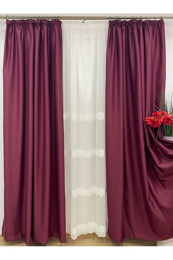 Liz Line-Set doua draperii blackout, ruby, "Monocrom Signature" by Liz Line, cu rejansa 2x200x245 DR72 1