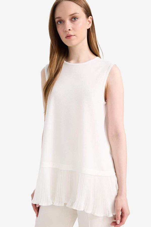 DeFacto-Regular Fit Rundhalsausschnitt Basic Plain Ärmellose Tunika F4754ax25sp 1