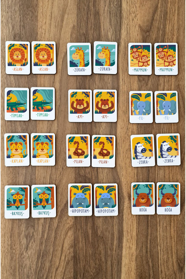 kutuTR Eğlenceli Öğrenme: 24 Parça Hayvanlar Dünyası Zeka Kartı Seti