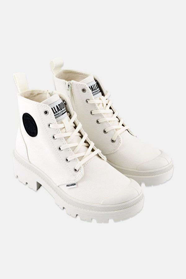 Palladium-Women Pallabase Twill Lace Up Ankle Boots, White 1