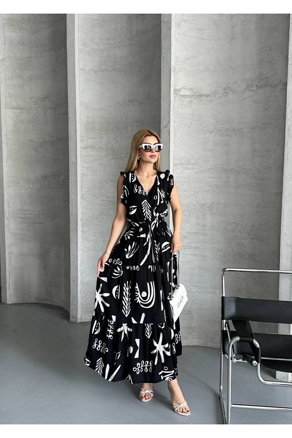 ASM Fashion-Women's Viscosa Printed Belted Dress 1