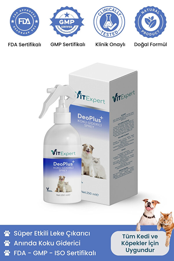 Vitexpert DeoPlus Ultra Etkili Kedi İdrar Kokusu Giderici & Leke Çıkarıcı Bebek Pudrası Kokulu Sprey