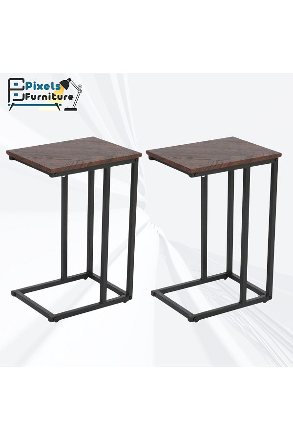 PixelsFurniture-Set of 2 Pixel Furniture C-Shaped Side Table for Sofa and Bed, Table with Solid Metal Bases 1