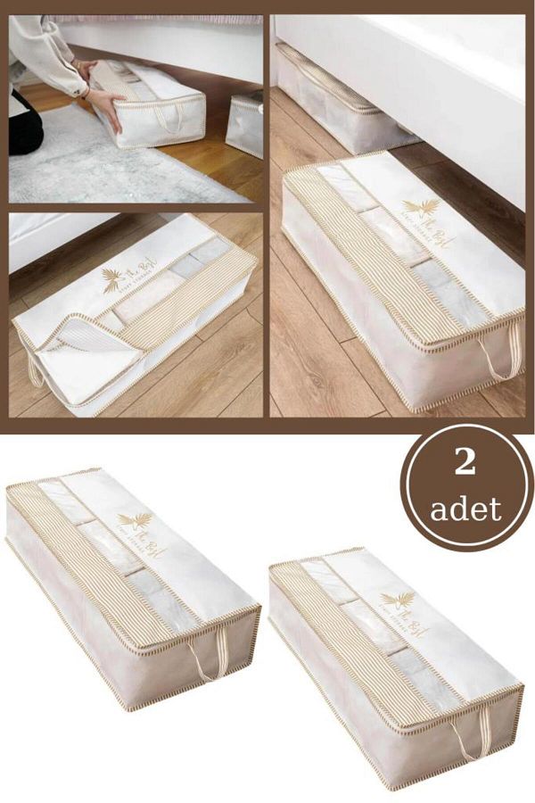 Flosoft-2 Pieces of Windowed Base Storage Box, Base under Bed Cabinet 3 Compartment Organizer Storage Storage Box Set of 2 1
