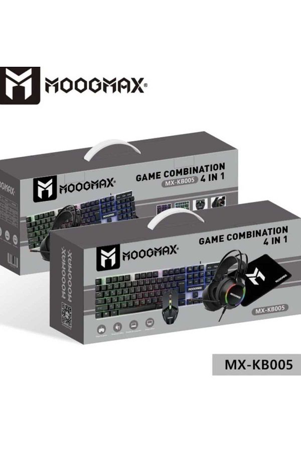 MOOGMAX-4 in 1 Gaming Combo Illuminated Gaming Keyboard, Gaming Mouse, Adjustable Headset and Mouse Pad Black 1