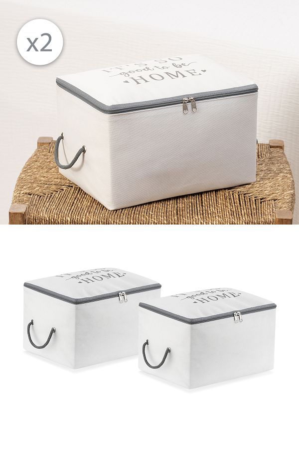 REKHOME-Set of 2 White Gray Printed Small Size under Base Socks Suitcase Organizer Dowry Bundle Organizer Hurç 1
