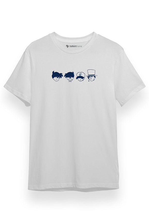 Tshirthane-تي شيرت رجالي أبيض بأكمام قصيرة من Detective Conan Anime Icons 1