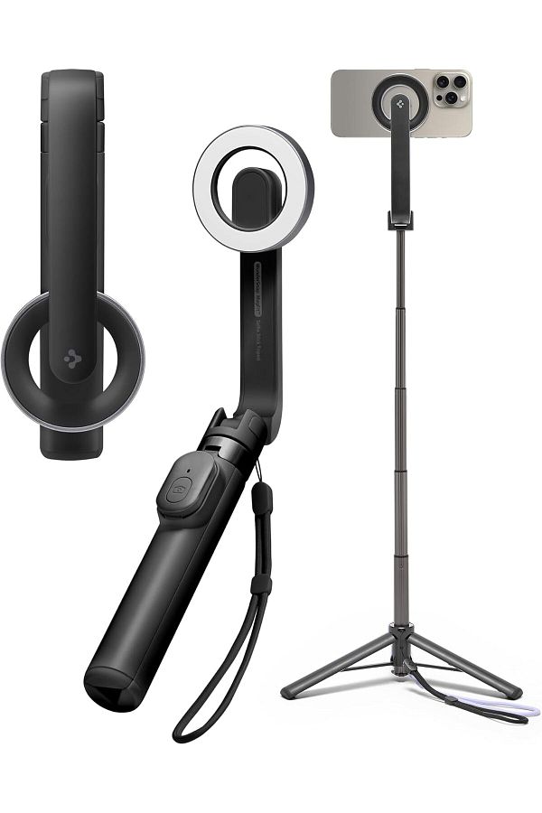 Spigen-MagSafe Selfie Stick Tripod Stand (MagFit) for iPhone 16 15 14 13 12 Pro Max & Android Black 1