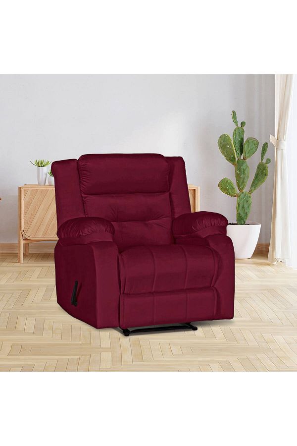 Lazy Vibes-MNZ3 | Velvet Rocking & Rotating Recliner Chair - Burgundy Lazy Vibes 1