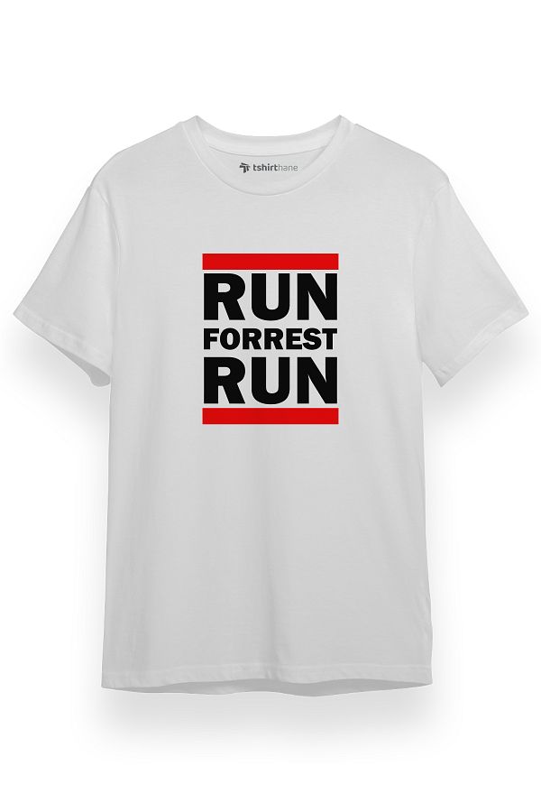 Tshirthane-Forrest Gump Run Forrest Run Λευκό κοντομάνικο ανδρικό μπλουζάκι 1