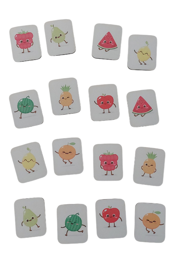 Fizello Ahşap Meyveler Eğitici Ve Öğretici Eşleştirme Kartları Bebek Çocuk Oyuncak