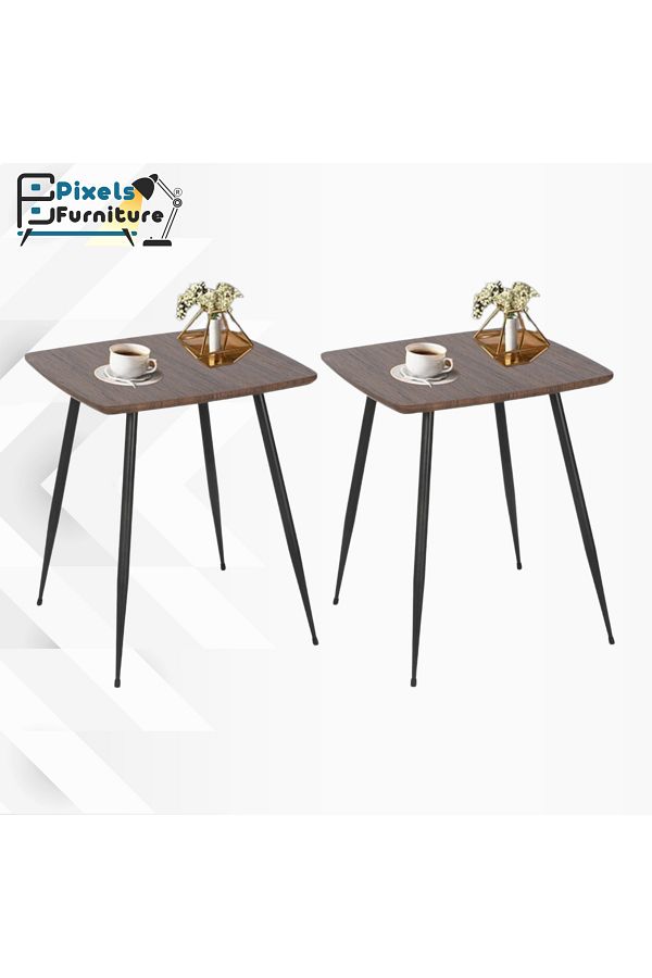 PixelsFurniture-مجموعة 2 طاولة جانبية من بكسل الأثاث مربعة للأريكة والسرير، طاولة بقواعد معدنية 1