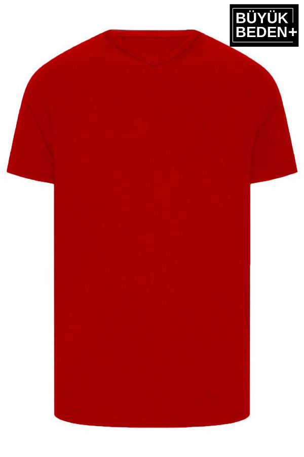 Superlife-Superlife Men's Large Size V-Neck T-Shirt Sprbts09 1