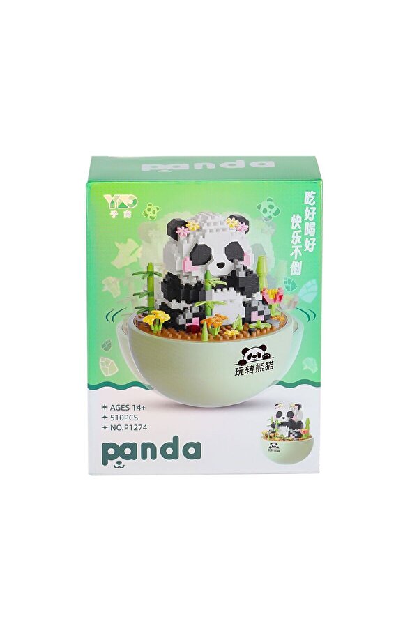 NEWBRENDHOME Öğretici Eğitici Oyuncaklar P1274 Panlos Panda Blok Seti 510 Parça -Vagon life Kız Erkek Çocuk Oyunc