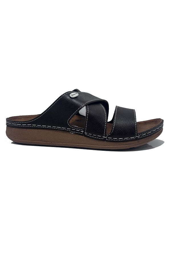 ayaktarz-Enova Brown Comfortable Stylish Outward Men's Slippers 1