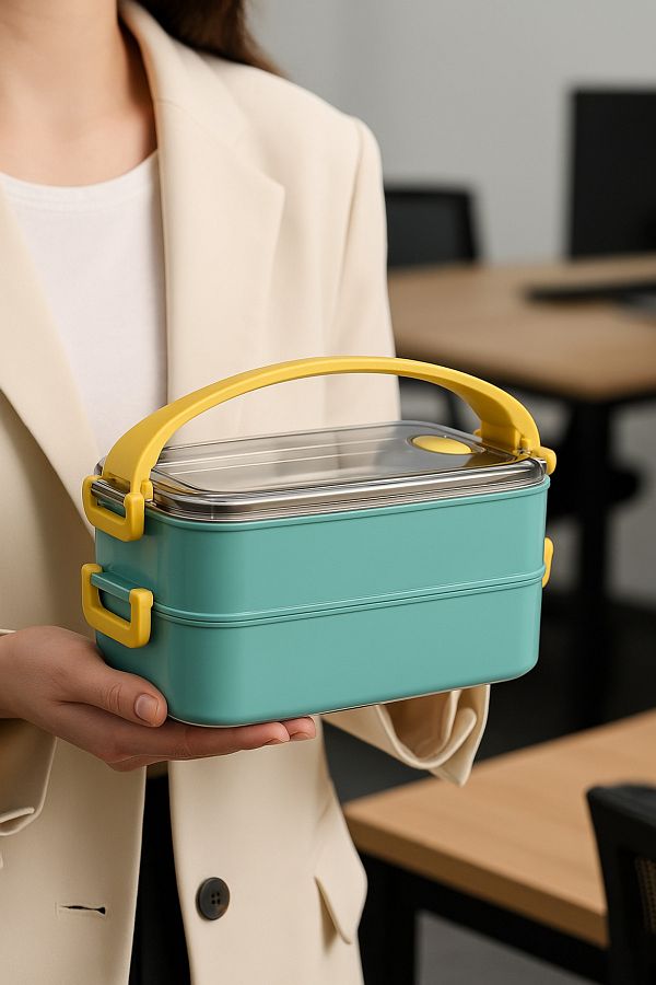 Vagon-B&d 2 layer stainless steel nutrition container 1400 ml - easy lock expedition container 1