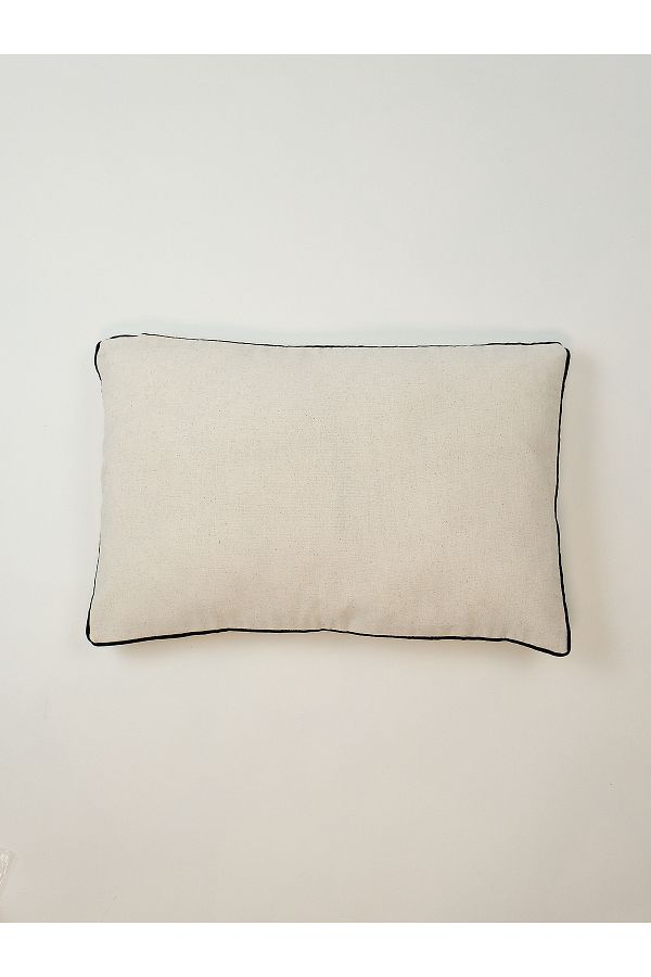 Galia Tasarım-Minimal Edge - Stripe Bias Twill Rectangular Throw Pillow Cover - Black 1
