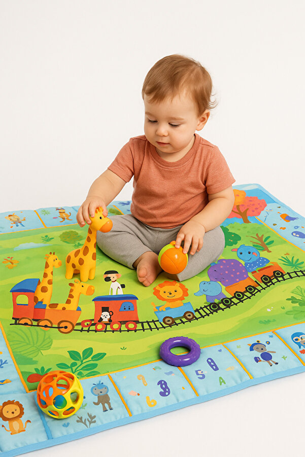SafeMom Bebek Çocuk Oyun Matı, 90x145 Cm Oyun Halısı, Bebek Halısı, Aktivite Halısı
