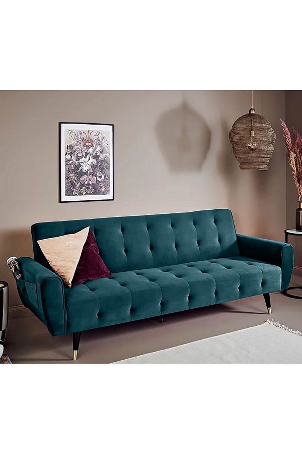 Lazy Vibes-MOON | 2 In 1 Sofabed Linen Upholstered - Turquoise 1