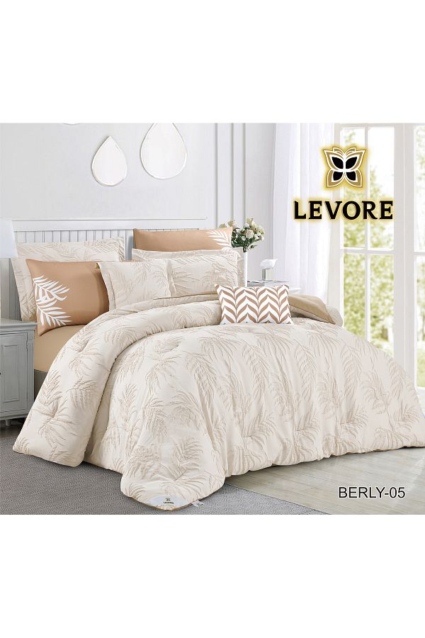 Levore-Livori comforter set, made of durable and soft fabric, with a modern and distinctive pattern that satisfies all tastes, 8 pieces, king size 1