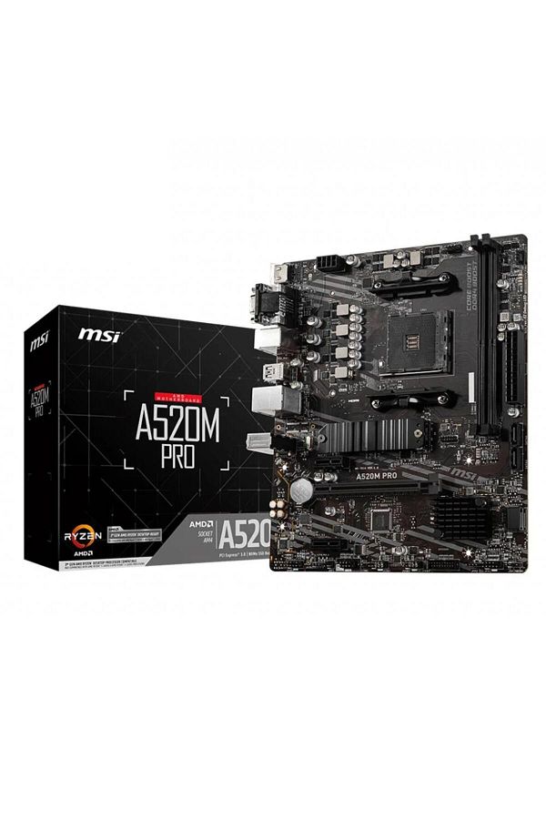 MSI-A520m Pro Amd A520 Socket Am4 Ddr4 4600(OC)mhz Matx Gaming (GAMER) Motherboard 1