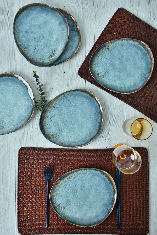 Keramika-Reactive Turquoise Trior Cake Plate 23 Cm 6 Pieces 19013 1