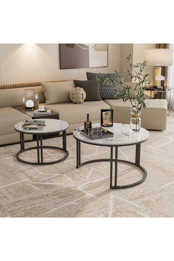 Generic-2-piece marble and metal coffee table set 1
