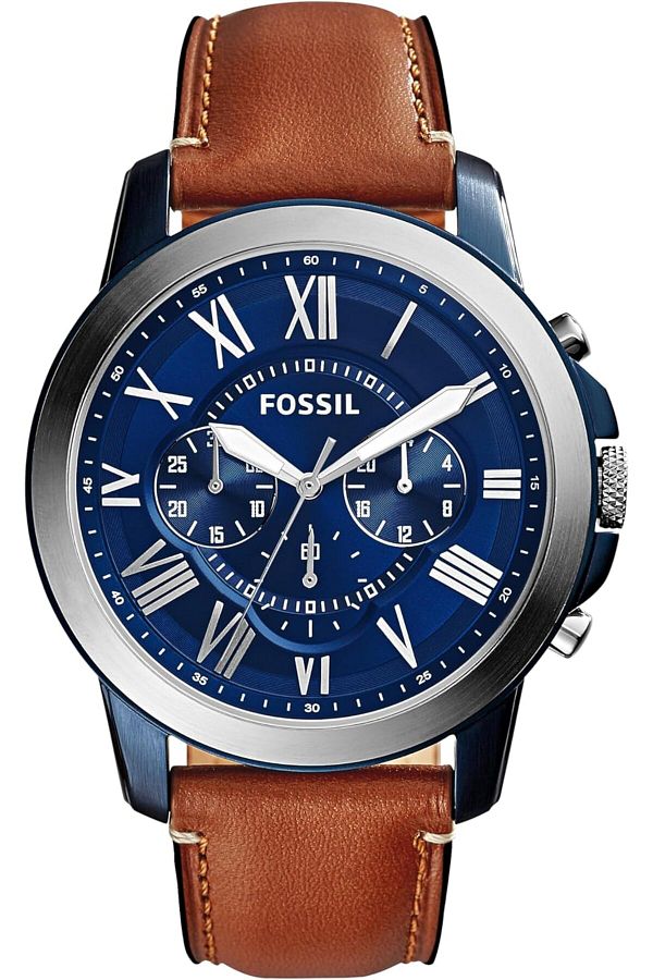 Fossil-Leather Mens Quartz Watch 1