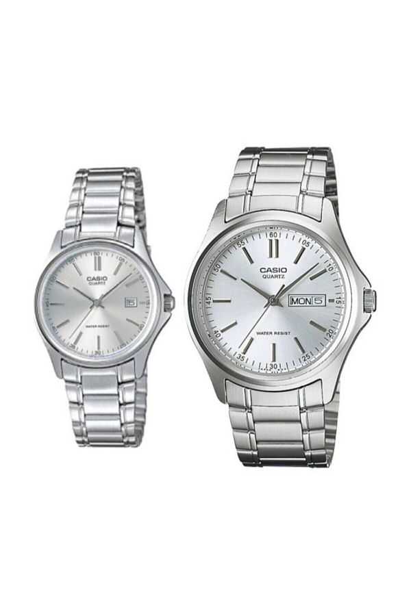 Casio-Lover Couple Wristwatch with Metallic Color Day and Calendar Function 2 Years Warranty 1