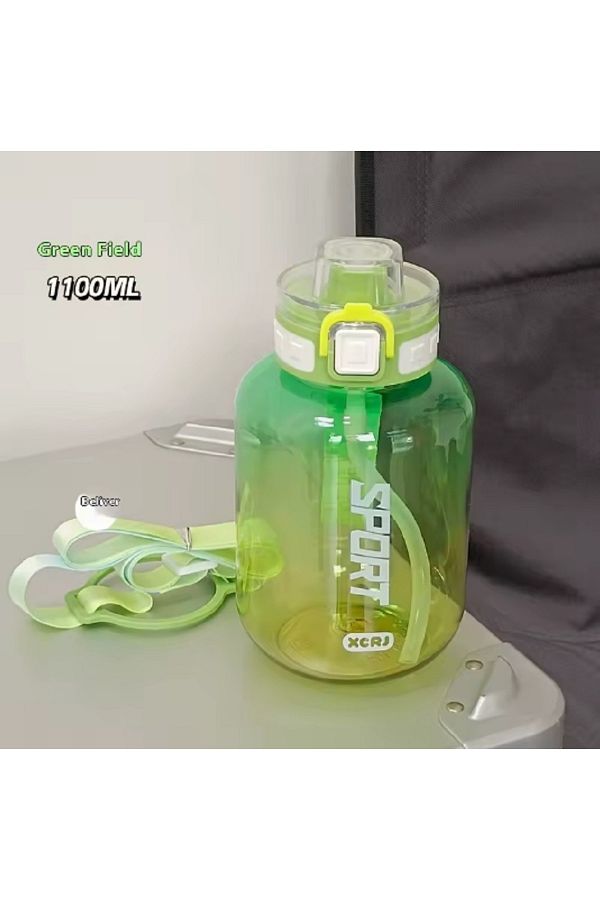 hediyeconcepti-1100ml Large Capacity Portable Sports Flask Soft Drink Thermos Camping Running Flask with Straw 1