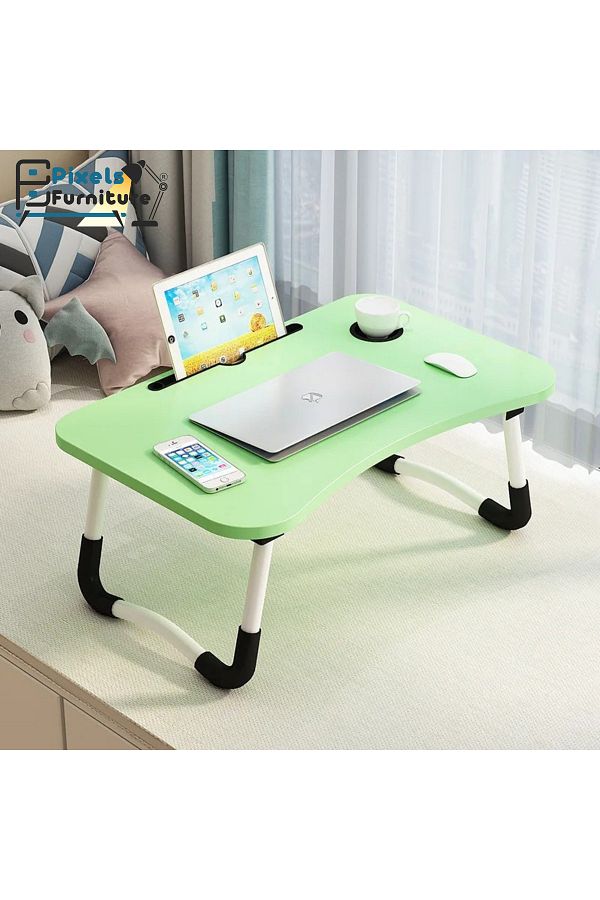 PixelsFurniture-Pixel Furniture Folding Computer Table with iPad Stand and Cup Holder, Green 1