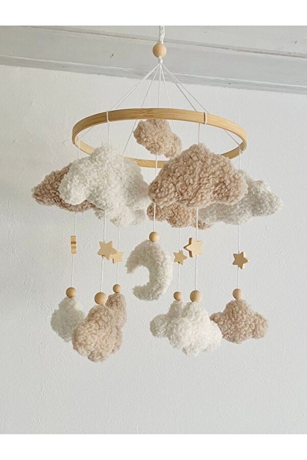 hobiimobiii Dönence (MÜZİKLİ) Bebek beşik süsü keçe dönence Teddy buklet kumaş