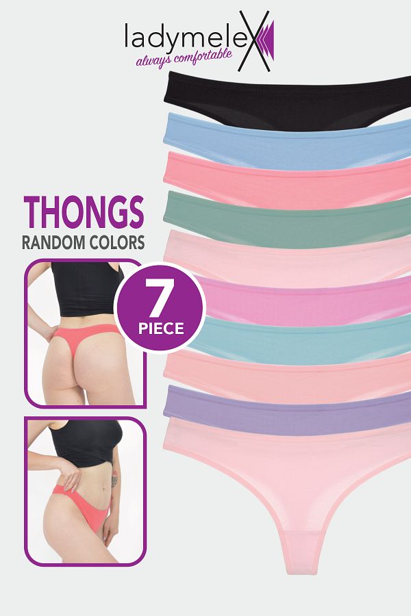 LadyMelex-Women Thong, 7-Pack String, Random Mixed Color, Soft Fabric 1